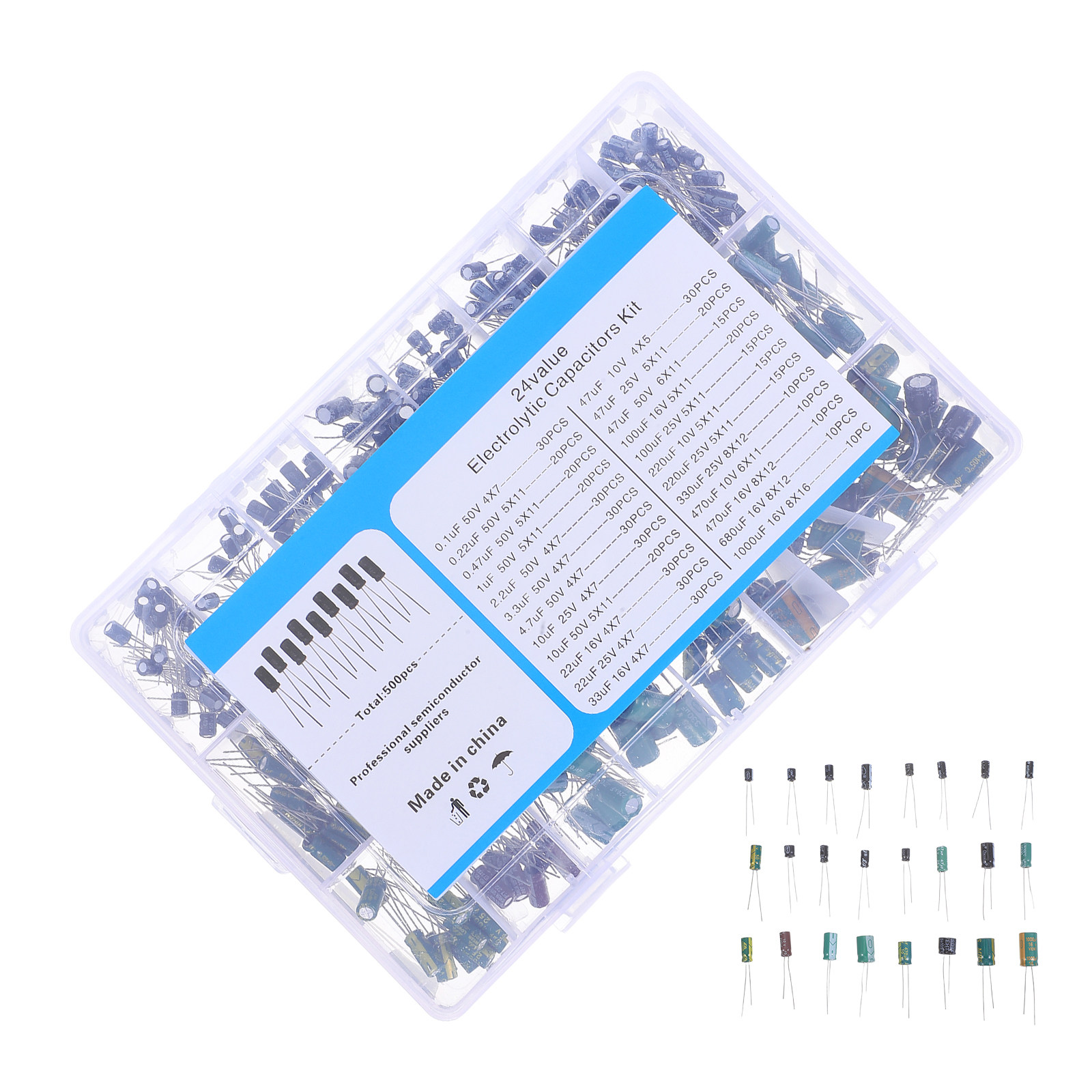 Electronics Repair In Usa - 500-teiliges Sortiment an Aluminium-Elektrolytkondensatoren für die